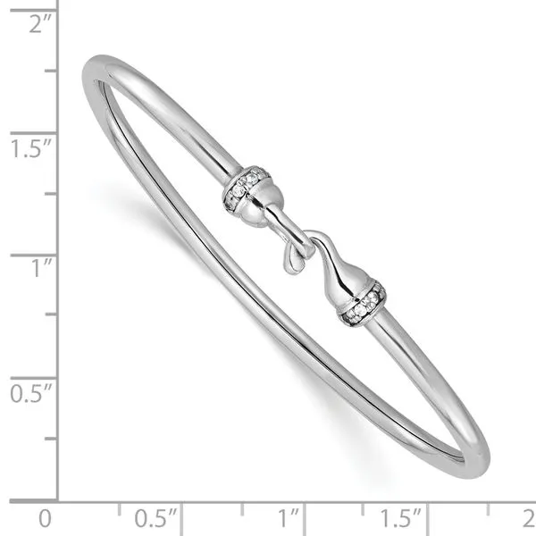 Leslie's Sterling Silver RH-plated Polished CZ Flexible Bangle Image 3 Moseley Diamond Showcase Inc Lexington, SC