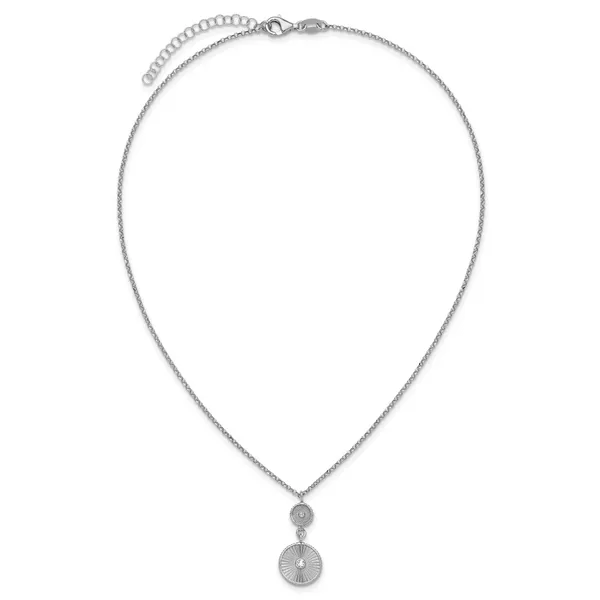 Leslie's SS RH-plated CZ Polish/Grooved Circle w/2in ext. Necklace Image 4 Quantum Qarat  Phoenix, AZ