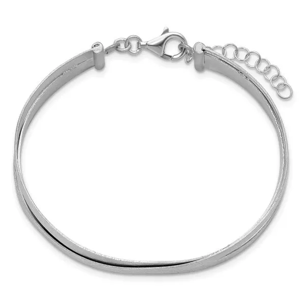 Leslie's Sterling Silver RH-plate Scratch Finish w/Safety Clasp Bangle Image 2 Thomas A. Davis Jewelers Holland, MI