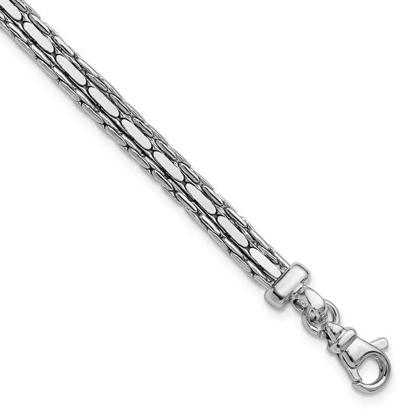 Leslie's SS RH-plated Polished 3-Strand Fancy w/1in ext. Bracelet Gaines Jewelry FLINT, MI