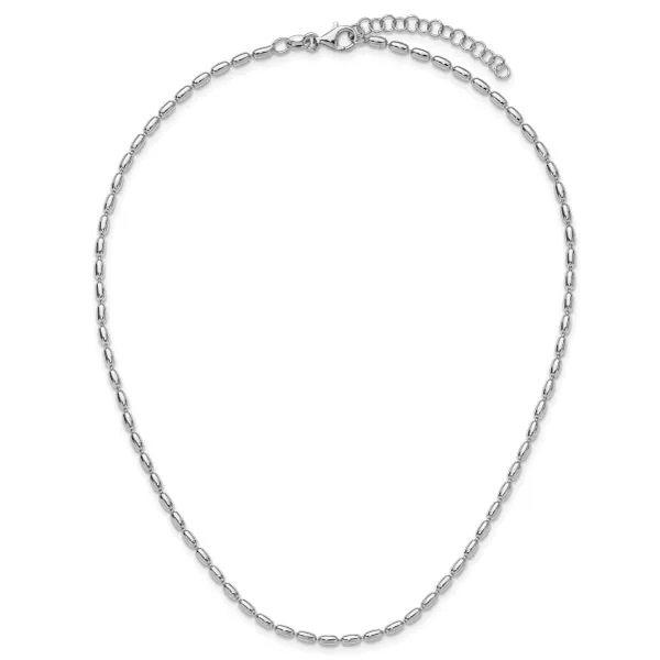 Leslie's Sterling Silver RH-plated Oval Beaded w/1.75in ext. Necklace Image 4 Arlene's Fine Jewelry Vidalia, GA