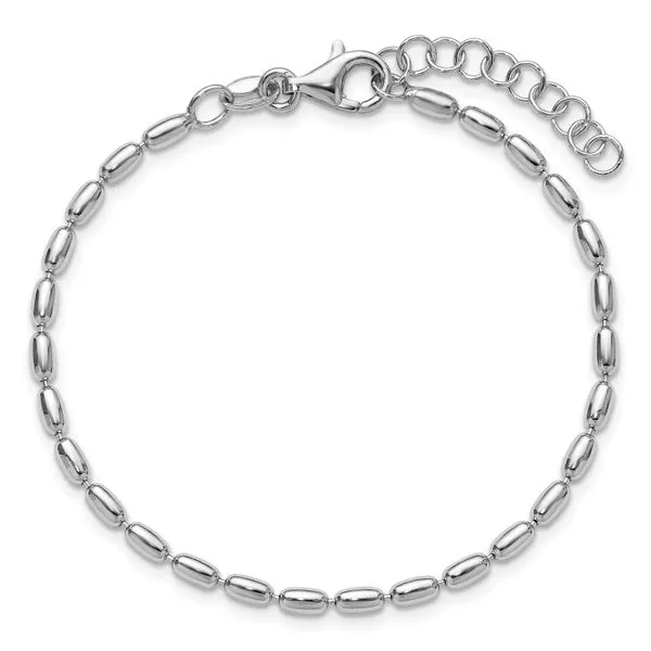Leslie's Sterling Silver RH-plated Oval Beaded w/1.25in ext. Bracelet Image 4 Grayson & Co. Jewelers Iron Mountain, MI