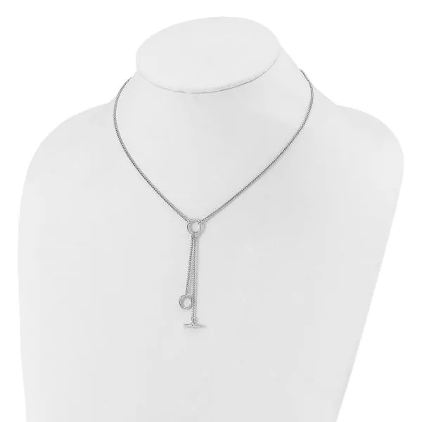 Leslie's SS RH-plated Polished Circle Tassel w/2in ext. Necklace Image 3 Grayson & Co. Jewelers Iron Mountain, MI