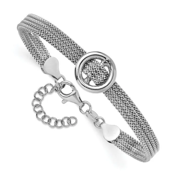 Leslie's Sterling Silver RH-plat Circle Multi-strand w/1in ext. Bracelet Image 3 Thomas A. Davis Jewelers Holland, MI