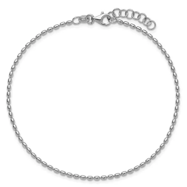 Leslie's Sterling Silver RH-plated Beaded 9in Plus 1in ext. Anklet Image 4 J. Anthony Jewelers Neenah, WI