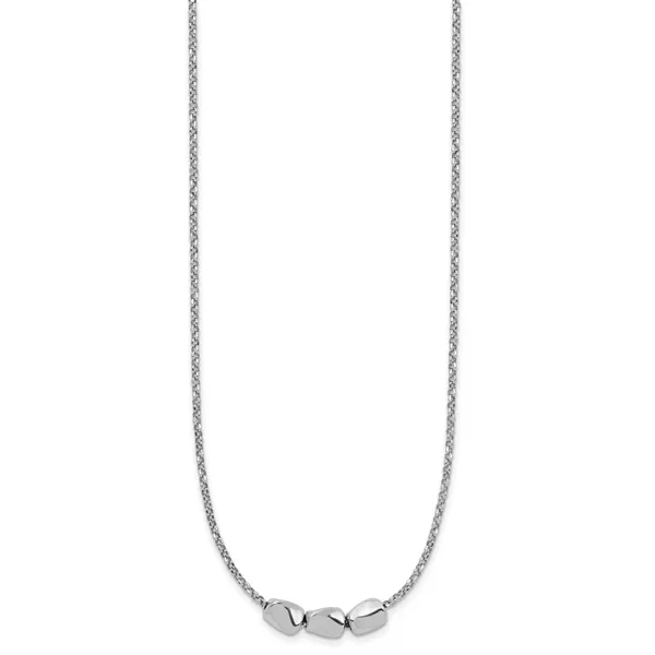 Leslie's Sterling Silver RH-plated Polished Beads w/2in ext. Necklace Image 2 Valentine's Fine Jewelry Dallas, PA