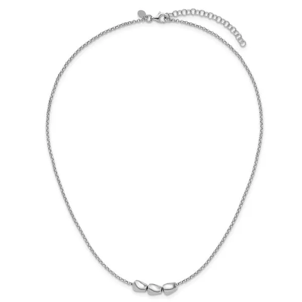 Leslie's Sterling Silver RH-plated Polished Beads w/2in ext. Necklace Image 4 Tidwells of Greenwood Greenwood, SC