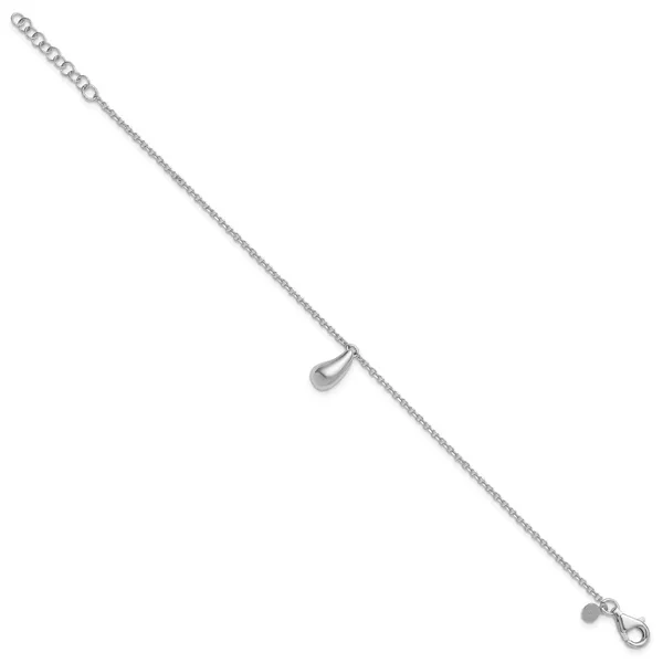 Leslie's Sterling Silver RH-plat Polished Dangle Bead w/1in ext. Bracelet Image 2 Spath Jewelers Bartow, FL