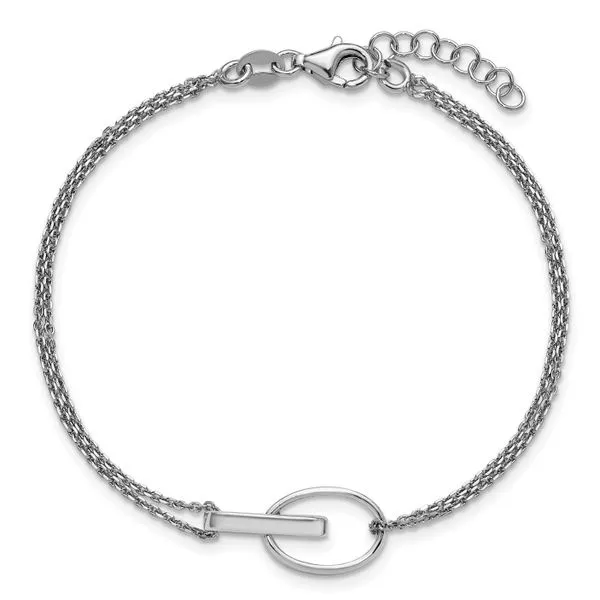 Leslie's Sterling Silver RH-plated Polished Oval w/1in ext. Bracelet Image 4 Atlanta West Jewelry Douglasville, GA