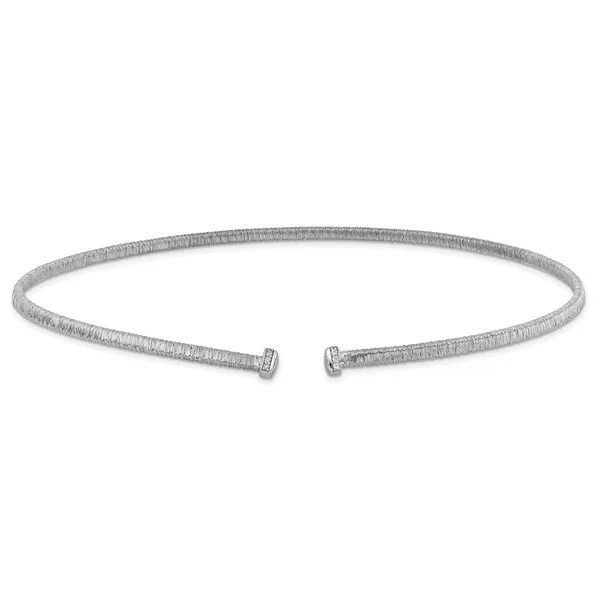 Leslie's SS RH-plt Polish /Textured Wire Wrapped CZ Collar Necklace Image 3 Spath Jewelers Bartow, FL