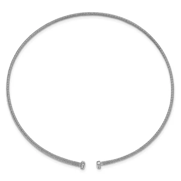 Leslie's SS RH-plt Polish /Textured Wire Wrapped CZ Collar Necklace Image 4 Spath Jewelers Bartow, FL