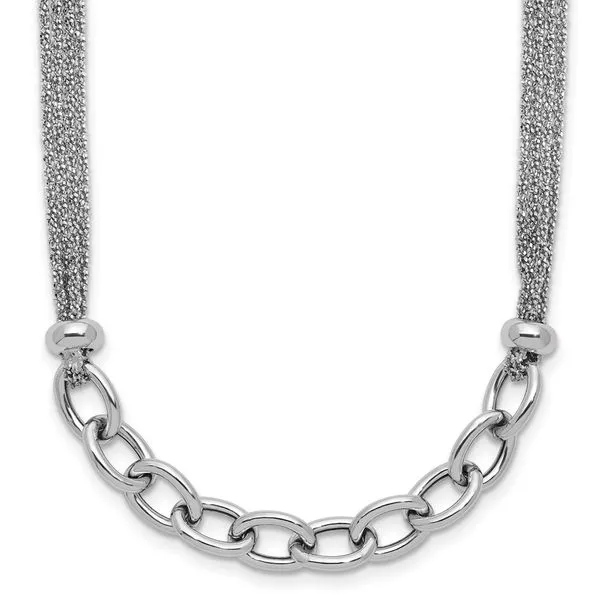 Leslie's SS RH-plated Polished Multi-strand Link w/2in Ext. Necklace Grayson & Co. Jewelers Iron Mountain, MI