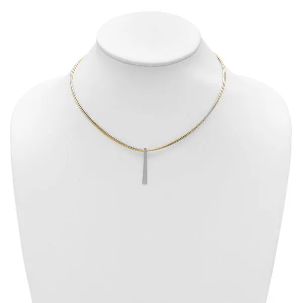 Leslie's SS RH/Gold-plated 2-Wire Tapered Bar w/ 2in Ext. Necklace Image 3 Diny's Jewelers Middleton, WI