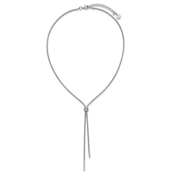 Leslie's SS RH-plated Polished CZ and Bars Lariat w/ 2in Ext. Necklace Image 4 Jimmy Smith Jewelers Decatur, AL