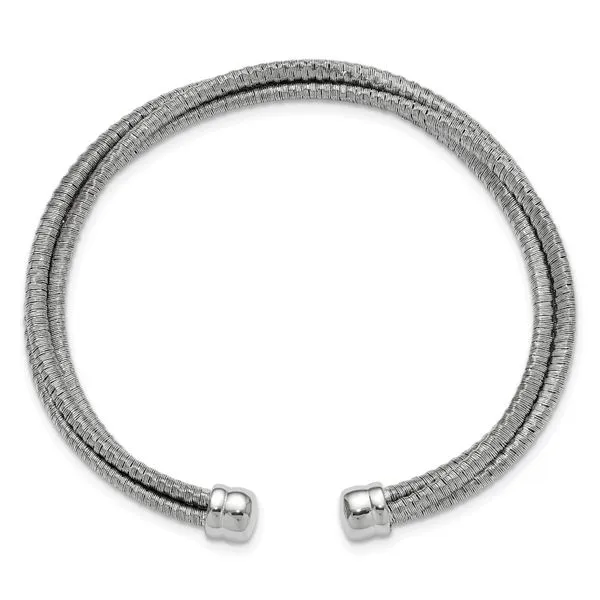 Leslie's SS RH-plated Polished Multi-Wire Wrapped Cuff Bangle Image 2 J. West Jewelers Round Rock, TX