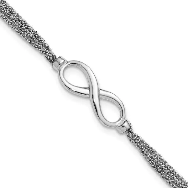 Leslie's SS RH-plated Multi-strand Infinity w/ 1in Ext. Bracelet Jim's Jewelers Tyler, TX