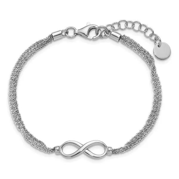 Leslie's SS RH-plated Multi-strand Infinity w/ 1in Ext. Bracelet Image 4 Jim's Jewelers Tyler, TX