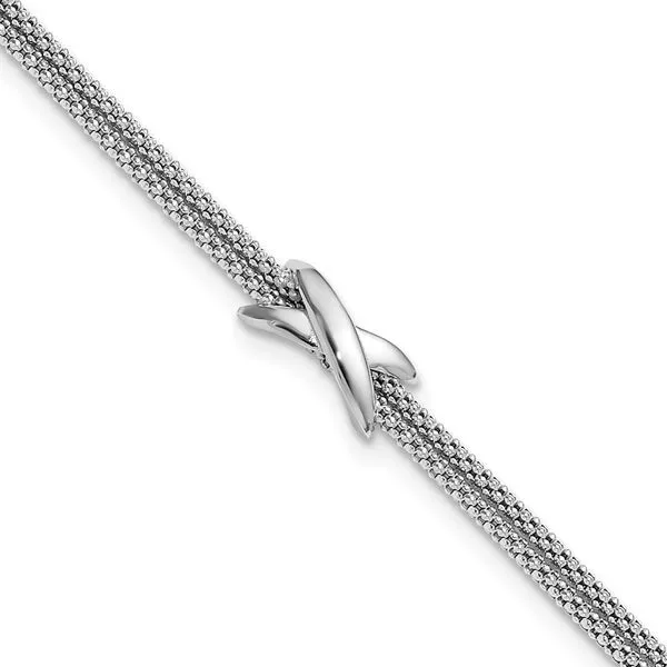Leslie's SS Rhodium-plated Polished 2-Strand X w/ 1in Ext. Bracelet Jewelry Design Studio Jensen Beach, FL