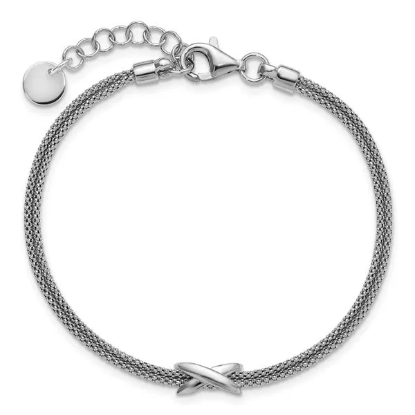 Leslie's SS Rhodium-plated Polished 2-Strand X w/ 1in Ext. Bracelet Image 4 Jimmy Smith Jewelers Decatur, AL