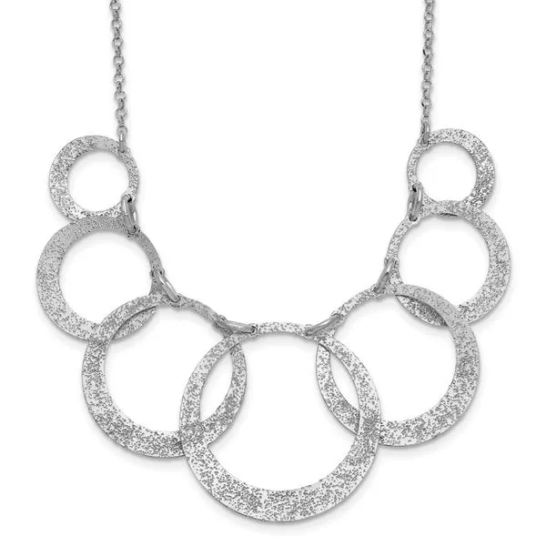 Leslie's SS Radiant Essence Pol/Textured Circles w/ 2in Ext. Necklace Spath Jewelers Bartow, FL
