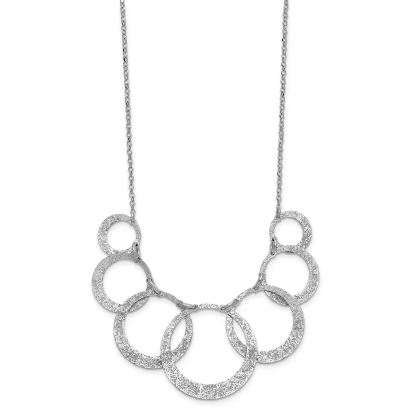 Leslie's SS Radiant Essence Pol/Textured Circles w/ 2in Ext. Necklace Image 2 Spath Jewelers Bartow, FL