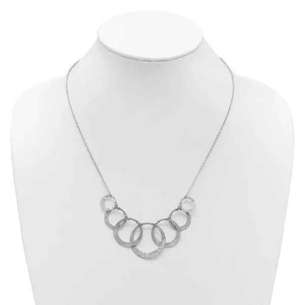 Leslie's SS Radiant Essence Pol/Textured Circles w/ 2in Ext. Necklace Image 3 Spath Jewelers Bartow, FL