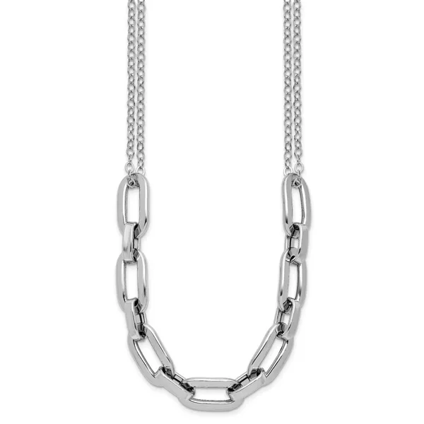 Leslie's SS RH-plated 2-Strand Fancy Link w/ 2in Ext Necklace Image 2 Spath Jewelers Bartow, FL