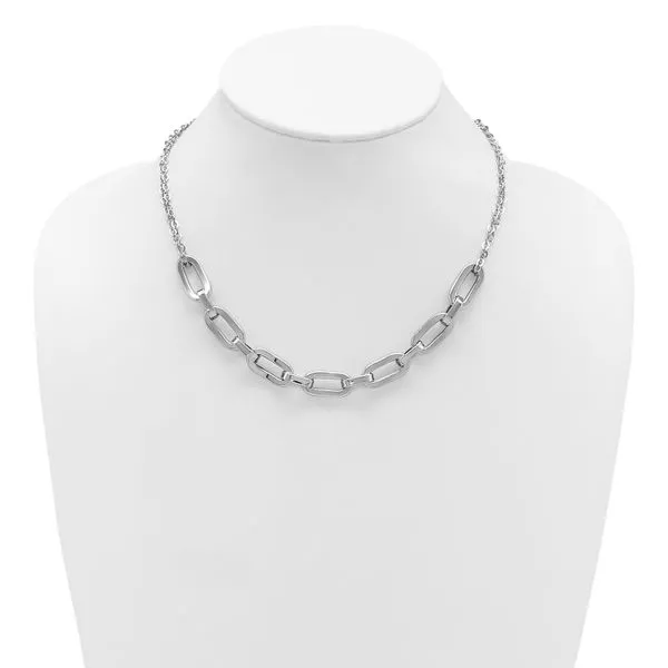 Leslie's SS RH-plated 2-Strand Fancy Link w/ 2in Ext Necklace Image 3 Jim's Jewelers Tyler, TX