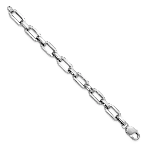 Leslie's Sterling Silver Rhodium-plated 10.5mm Oval Link Bracelet Image 2 Boyd Jewelers Wesley Chapel, FL