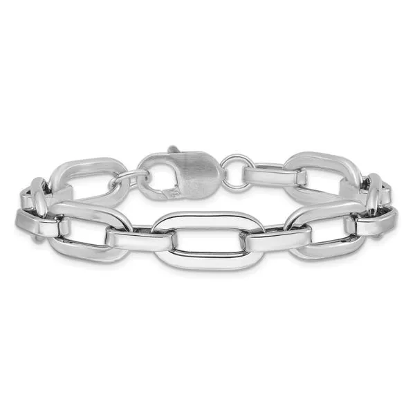 Leslie's Sterling Silver Rhodium-plated 10.5mm Oval Link Bracelet Image 3 Boyd Jewelers Wesley Chapel, FL