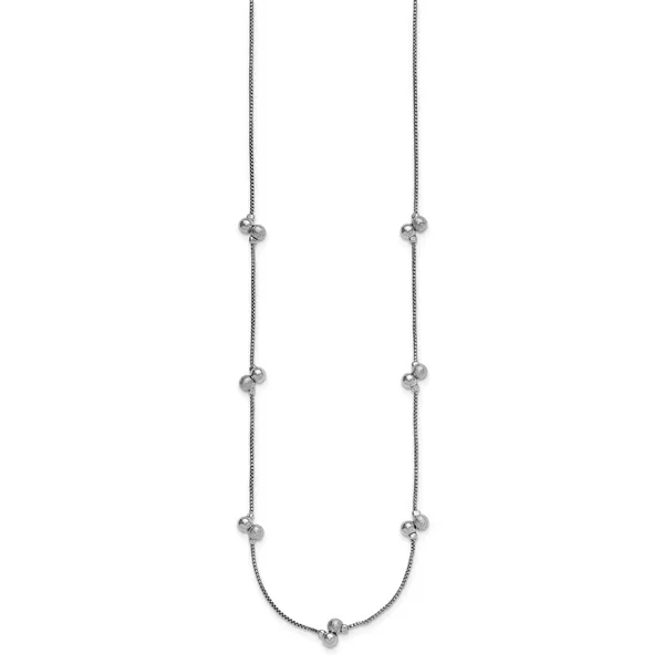 Leslie's SS Rhodium-plated Polished Brushed and Beaded Necklace Image 2 Grayson & Co. Jewelers Iron Mountain, MI