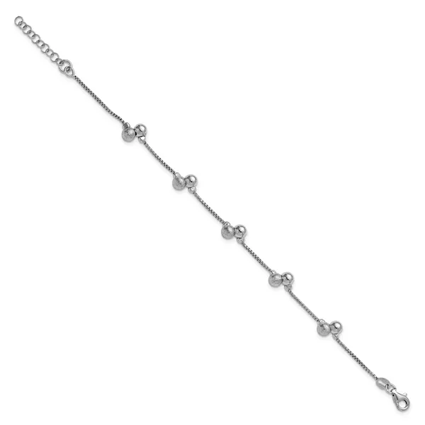 Leslie's SS RH-plated Brushed and Beaded w/1in Ext Bracelet Image 2 Trenton Jewelers Ltd. Trenton, MI