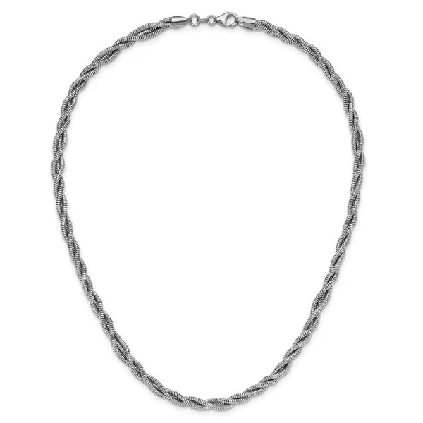 Leslie's Sterling Silver RH-plated Polished and Twisted Necklace Image 4 Barnett Jewelers Jacksonville, FL