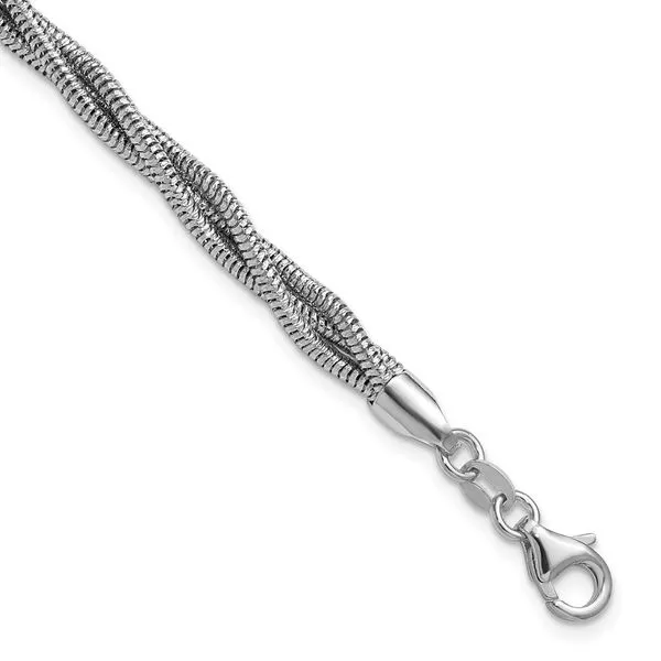 Leslie's Sterling Silver RH-plated Polished and Twisted Bracelet Valentine's Fine Jewelry Dallas, PA