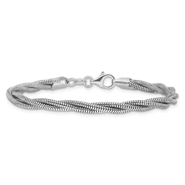 Leslie's Sterling Silver RH-plated Polished and Twisted Bracelet Image 3 Valentine's Fine Jewelry Dallas, PA