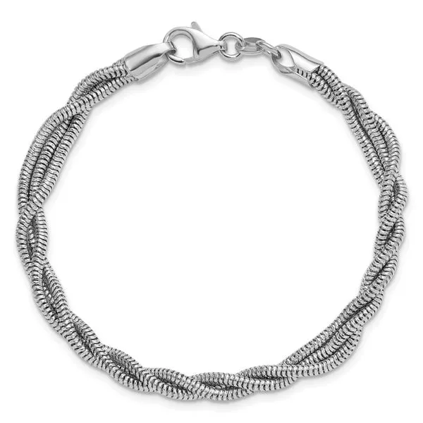Leslie's Sterling Silver RH-plated Polished and Twisted Bracelet Image 4 Valentine's Fine Jewelry Dallas, PA