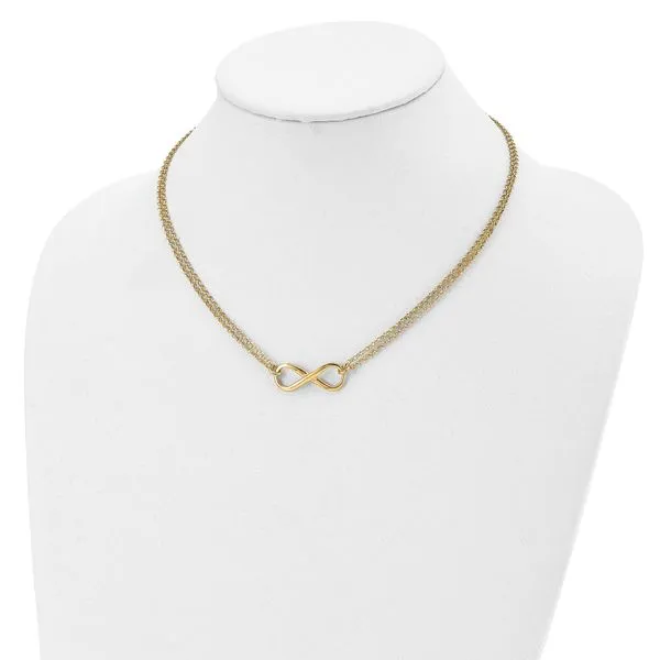 Leslie's Sterling Silver Gold-plated Polished Infinity Symbol Necklace Image 3 Trenton Jewelers Ltd. Trenton, MI