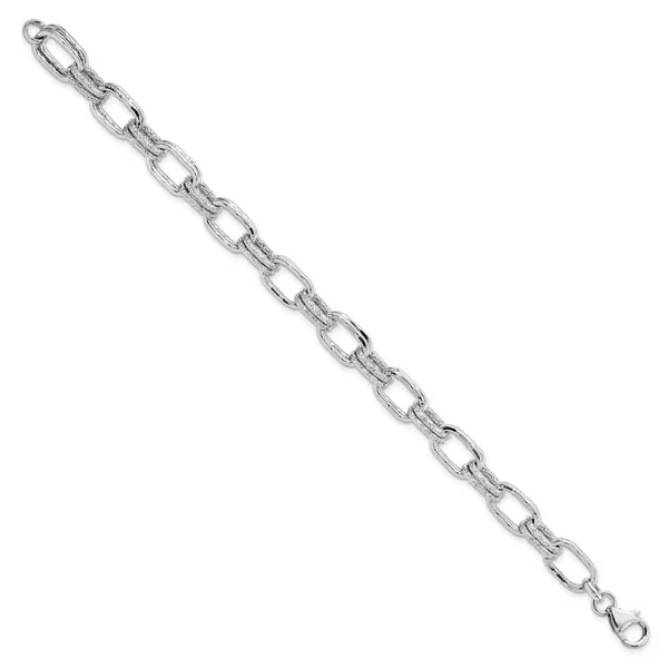 Leslie's Sterling Silver Rhodium-plated Polished and Textured Link Bracelet Image 2 Tidwells of Greenwood Greenwood, SC