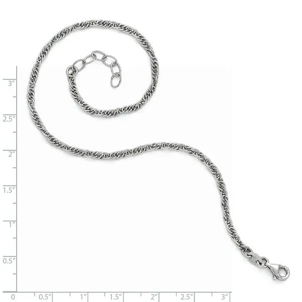 Leslie's Sterling Silver Rhodium-plated Fancy Chain Anklet Image 4 Spencer's Jewelers Athens, GA