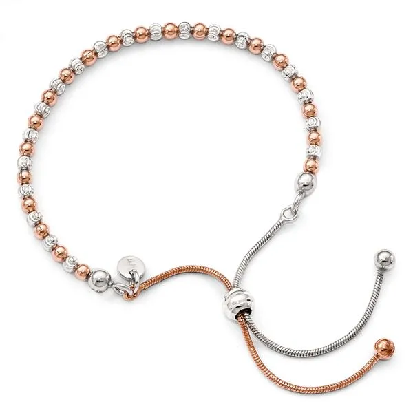 Leslie's Sterling Silver Rose Gold-plated D/C Adjustable Bracelet Image 2 Chandlee Jewelers Athens, GA