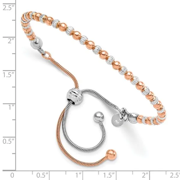 Leslie's Sterling Silver Rose Gold-plated D/C Adjustable Bracelet Image 3 Chandlee Jewelers Athens, GA