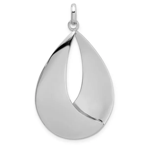 Leslie's Sterling Silver Radiant Esse RH-plat Polish/Textured Pendant Image 3 Spencer's Jewelers Athens, GA