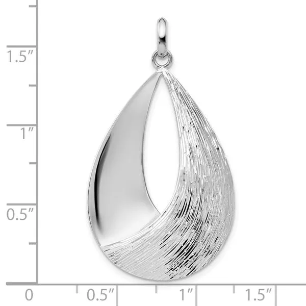 Leslie's Sterling Silver Radiant Esse RH-plat Polish/Textured Pendant Image 4 Spencer's Jewelers Athens, GA