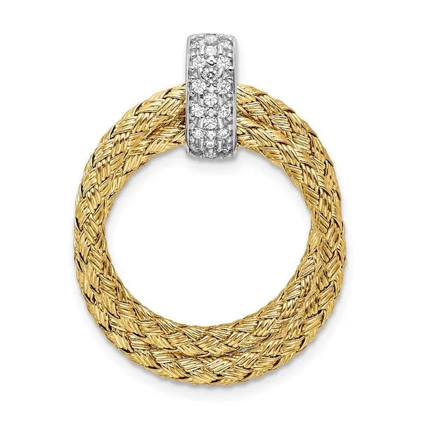 Leslie's Sterling Silver Rhodium-plated Gold-plated CZ Braided Pendant Peran & Scannell Jewelers Houston, TX