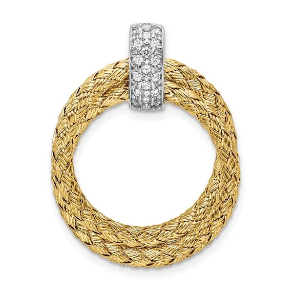 Leslie's Sterling Silver Rhodium-plated Gold-plated CZ Braided Pendant Image 2 Peran & Scannell Jewelers Houston, TX