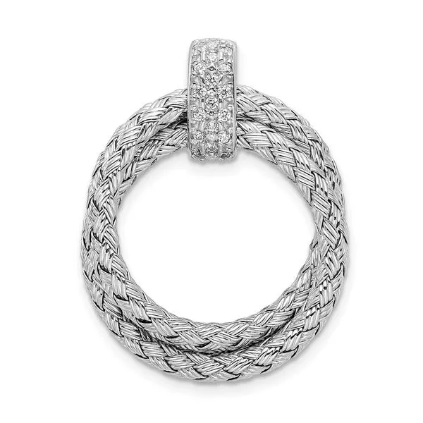 Leslie's Sterling Silver Polished with CZ Braided Pendant Peran & Scannell Jewelers Houston, TX