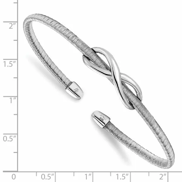 Leslie's Sterling Silver & Rhodium Textured Infinity Cuff Bangle Image 2 McChristy Jewelers Columbus, NE