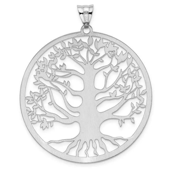 Leslie's Sterling Silver RH-plated Polish/Dia-cut Tree of Life Pendant Image 4 Peran & Scannell Jewelers Houston, TX