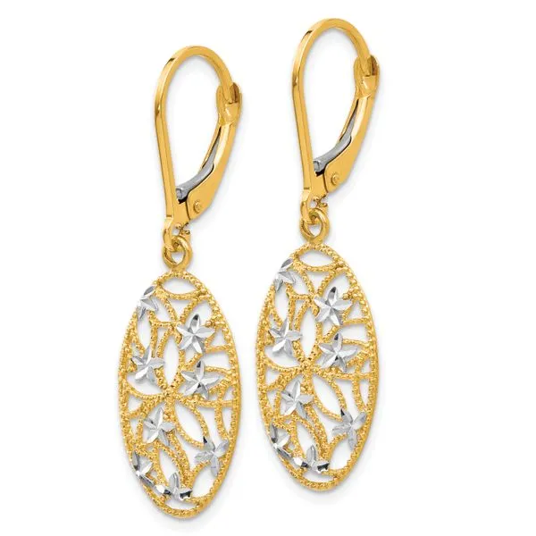 Leslie's 10K w/Rhodium D/C Leverback Dangle Earrings Image 2 Mitchell's Jewelry Norman, OK