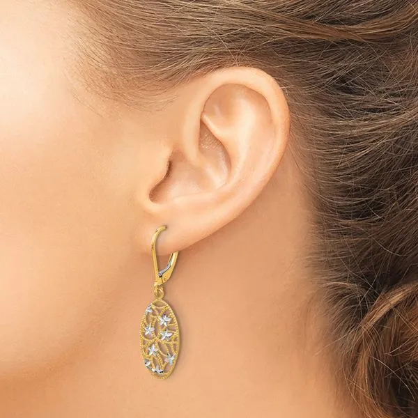 Leslie's 10K w/Rhodium D/C Leverback Dangle Earrings Image 3 Mitchell's Jewelry Norman, OK